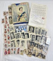 A small collection of mixed ephemera. To include vintage real photo collectors cards of cricketers