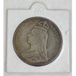 A Fantasy 1889 Queen Victoria Jubilee head silver crown with George and dragon to reverse.