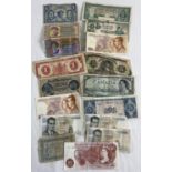 17 British and foreign bank notes. To include Elizabeth II Ten Shilling note and American Military