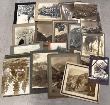 A collection of 21 1920's & 30's large boarded photographs from European destinations. Some 2 sided,
