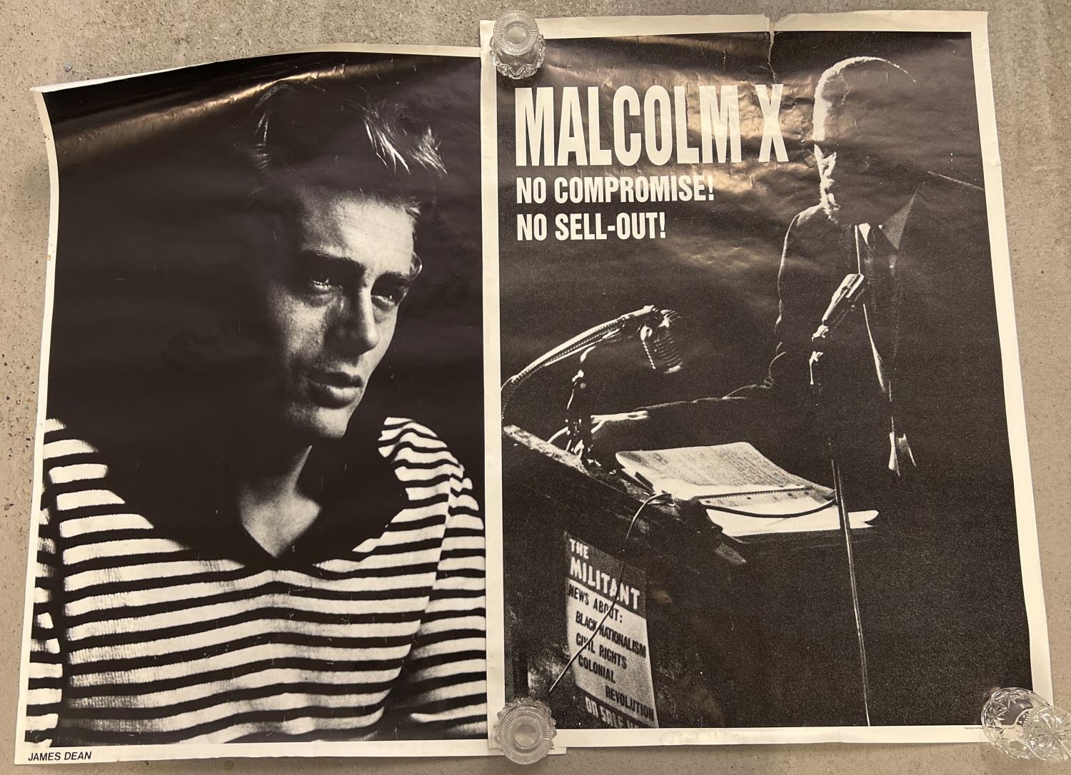 2 vintage posters. Malcolm X No Compromise,! No Sell-out! poster together with a poster of James