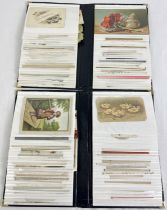 2 albums containing 100 assorted Victorian & Edwardian greetings cards, displayed in clear plastic