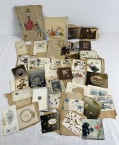 A collection of 50+ assorted Victorian & Edwardian greetings cards, many removed from an album.