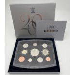 A cased and boxed limited edition 2000 United Kingdom Proof set of British coins by Royal Mint.