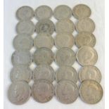 23 George VI half crown coins dated 1948, 1949 and 1950.