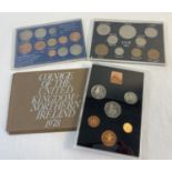 3 cased sets of Elizabeth II vintage collectors coins. A 1967 First Issue Of Decimal Coins, 1965 set