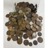 A tub of antique and vintage British coins - sovereign heads of Victoria, Edward VII, George V,