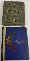 2 vintage scraps albums containing assorted scraps and greetings cards (some loose). A green