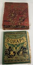 2 Edwardian scraps albums (a/f) with gilt design covers. Containing assorted scraps and greetings