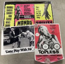 3 modern reprint film posters for adult films. To include Mondo Topless and Come Play With Me.