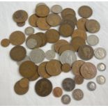 A collection of assorted vintage pre decimal coins to include silver examples. Lot includes George