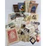 A box of assorted vintage ephemera to include Canadian National Railways Menu Cards, Theatre