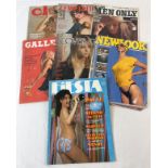 7 assorted vintage adult erotic magazines to include first issue No. 1 of Temptation, Cover Girl,