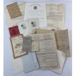 A collection of Belgian letters, certificates, menus and ID booklets relating to Henri and Renee