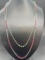 2 x 24 inch silver and gem stone chip necklaces by The Genuine Gem Company. Ruby and silver together