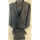 A navy blue 2 piece pin stripe men's trouser suit by Goddards. 52 inch chest jacket with button