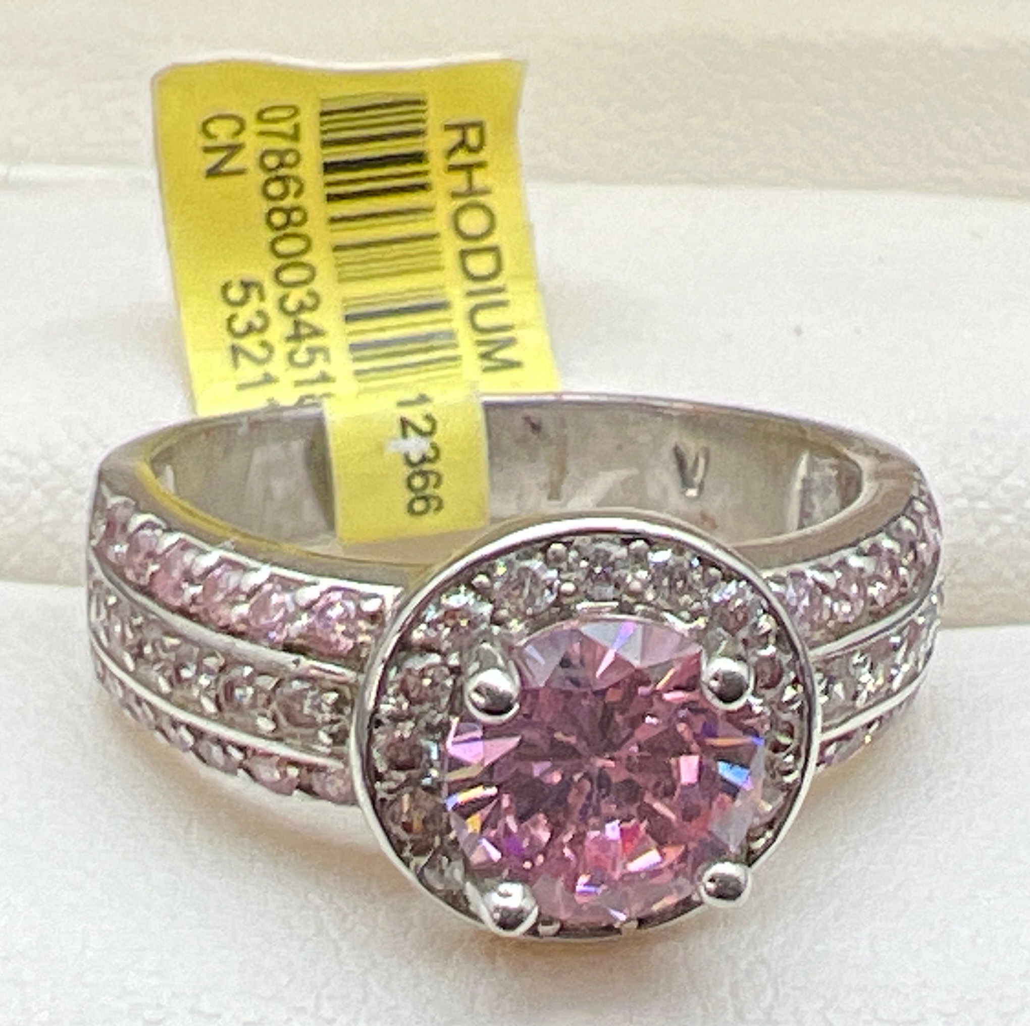 A rhodium plated cocktail ring set with Swarovski crystals, new with tags. Halo set central round - Image 2 of 2