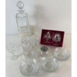 A collection of assorted modern & vintage glass & crystal to include a pair of pickle jars, a