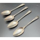 4 Georgian Bateman teaspoons with engraved B.M.A. initials to handles. Hallmarks to backs for Peter,