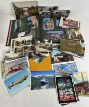 A vintage postcard album of coloured postcards together with a box of assorted vintage & modern