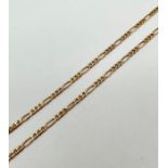 A 9ct gold 16" figaro chain necklace with spring ring clasp (a/f). Spring on clasp is missing -