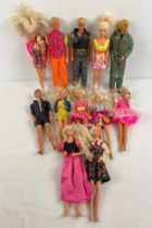 A collection of 12 assorted vintage Barbie & Ken dolls in outfits, to include several from the