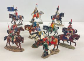 11 modern hand painted die cast metal collectors figures of soldiers from the 18th and 19th
