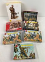 A collection of 7 boxed 1/72 scale WWII model soldiers for war gaming to include HÃ¤, Airfix &