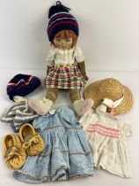 A vintage Chad Valley "Bambina" Hygenic Toys velveteen and felt 18" doll with glass eyes and