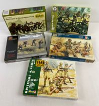 A collection of 5 boxed 1/72 scale WWII model soldiers for war gaming, to include Valiant