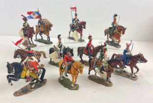 11 Del Prado collectors die cast metal mounted soldiers, representing army regiments from around the