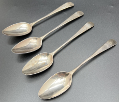 4 Georgian Bateman teaspoons with engraved B.M.A. initials to handles. Hallmarks to backs for Peter,