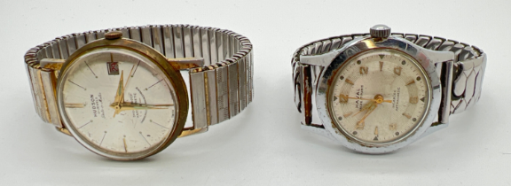 2 men's vintage Swiss made antimagnetic wristwatches with elasticated straps. A 1950's Haval Ancre