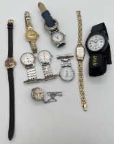 A collection of vintage watches. To include Timex Expedition Indiglo sports watch, 3 nurses fob