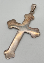 A large Royal Crown flared cross silver pendant with hanging bale. Silver mark to back. Approx. 7.