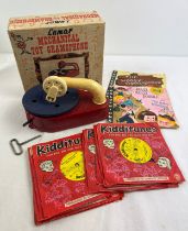 A boxed vintage 1960's Marx Toys Lumar Mechanical toy Gramophone complete with key for winding