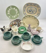 A collection of vintage ceramics to include 3 handled soup bowls and saucers by Shorter Pottery, a