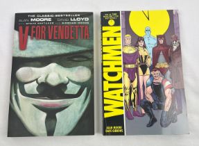 2 x Titan Books graphic novels from Alan Moore. Watchmen illustrated by Dave Gibbons together with V