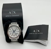 A boxed Ax2510 men's chronograph wristwatch by Armani Exchange. Stainless steel case and strap,