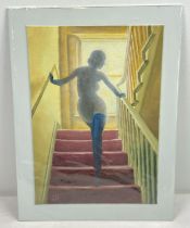 Krys Leach, local artist - nude oil on canvas board, entitled "Landing Window". Signed to lower left