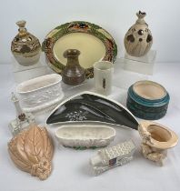 A box of assorted vintage ceramics to include Sylvac, Carlton Ware, Shelley, Myott, studio pottery