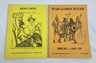 War Games Rules 3000BC to 1485AD and Army Lists, 2 x 1980's books from the Wargames Research Group.