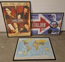 2 framed & glazed movie posters The Italian Job (A/F) and Lock, Stock and two Smoking Barrels,