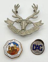 A vintage Cuidich'N Righ (help the king) cap badge of a stags head together with a vintage