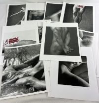 A collection of black & white homo erotic photographic prints. All approx. 30cm x 26cm.