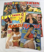 9 assorted vintage 1980's adult erotic magazine to include Fiesta, Escort & Razzle. Lot includes 2