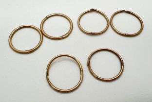 3 pairs of gold small hooped earrings. Gold marks to one pair, others test as 9ct gold. All