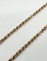 A 9ct gold 17" rope chain with spring ring clasp - for scrap or repair. Hallmarks to clasp and