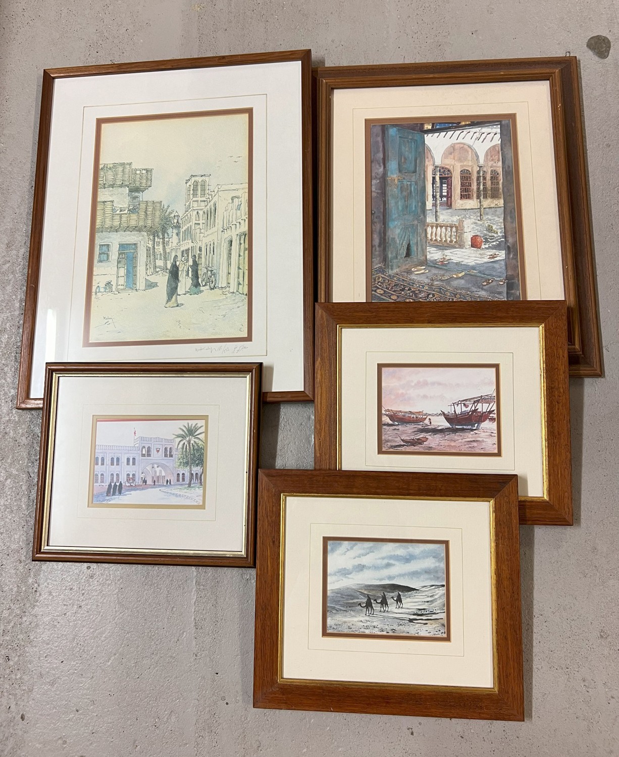 A collection of 5 assorted Bahraini prints signed Koheji, to include large limited edition print,