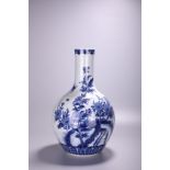 A Chinese blue and white 'Flower garden' tianqiuping bottle vase, H 45 cm